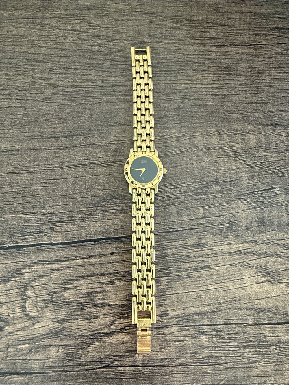 Citizen Gold Tone Bracelet Watch with Black Dial
